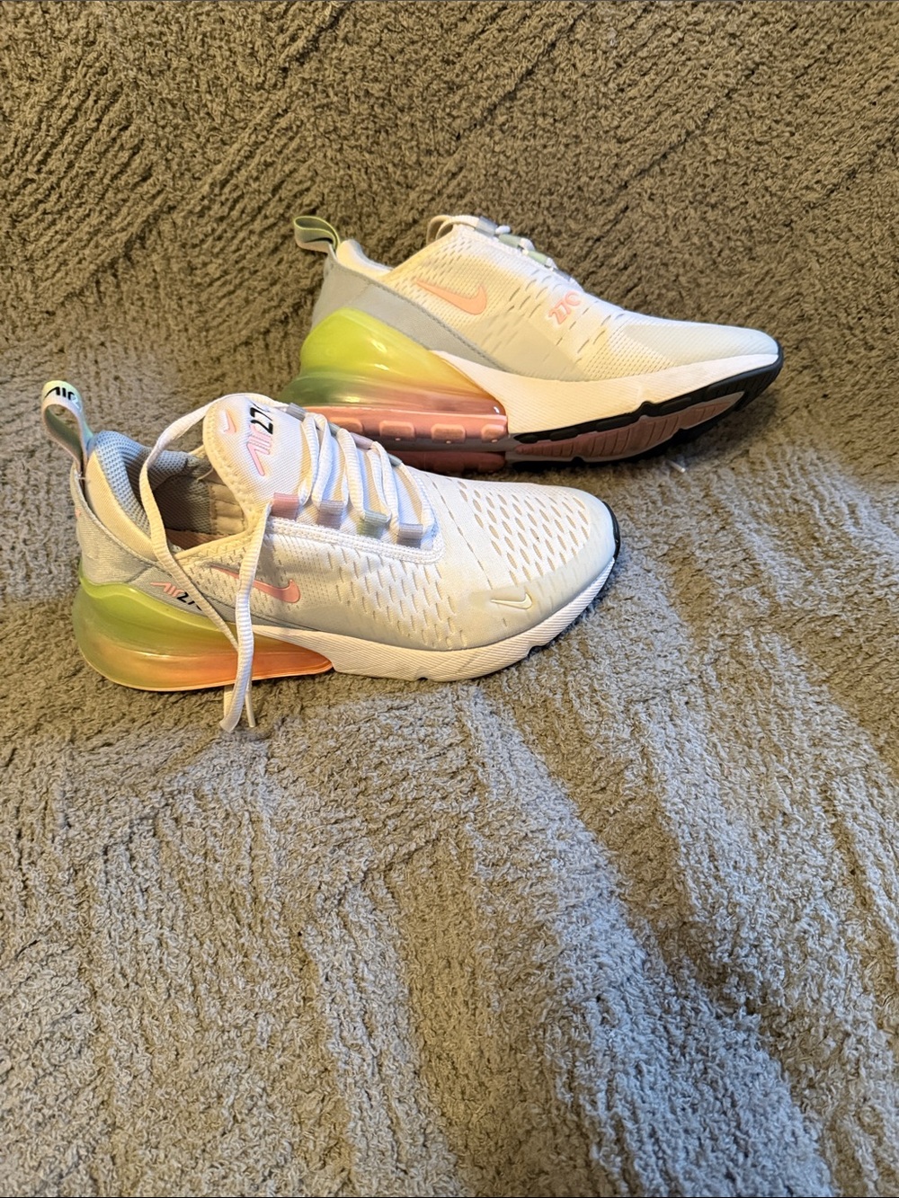 Nike White Sneakers with Pastel Gradient Heel Accents
